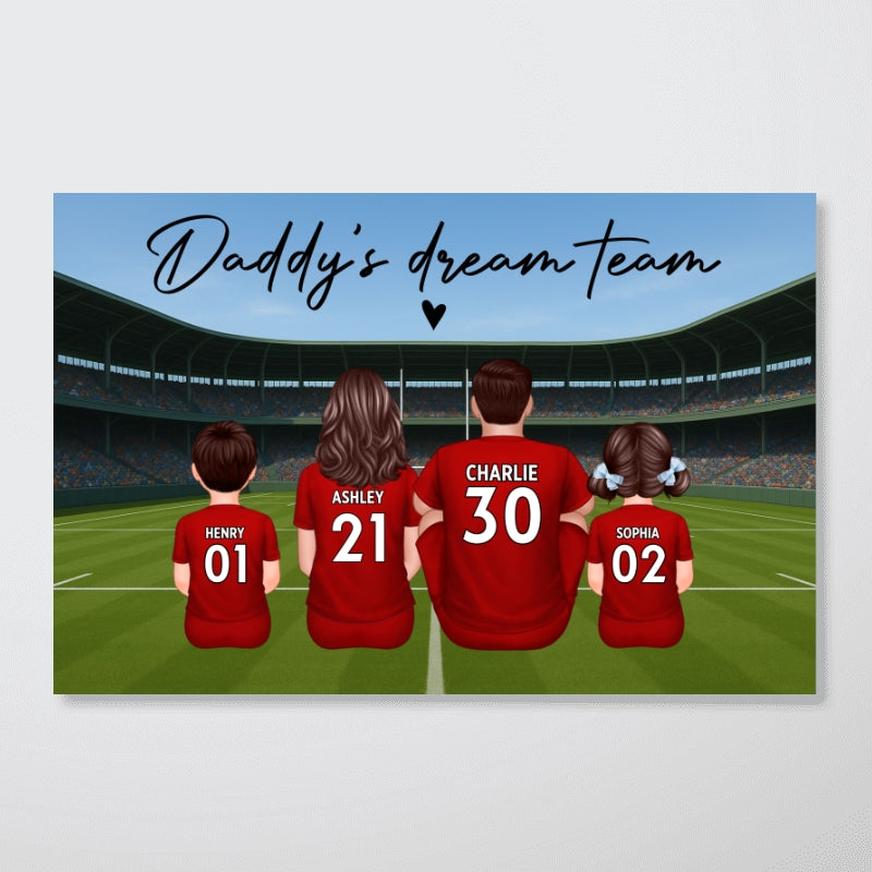 Rugby Family Daddy's Dream Team Personalised Poster| Heartfelt Father's Day Gift For Dad, Husband
