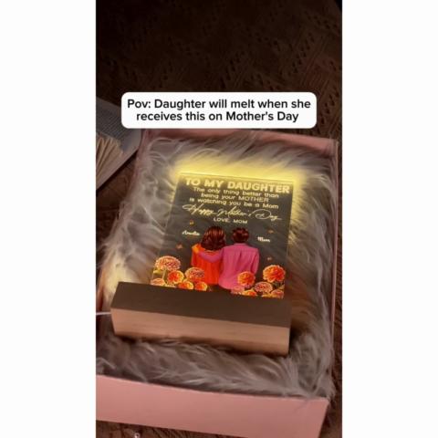 To My Daughter From Mom Happy Mother's Day Birth Flower Personalized Acrylic Plaque With LED Night Light, Gift For Daughter