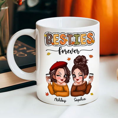 Pretty Besties Sisters Fall Season Pattern Personalized Mug