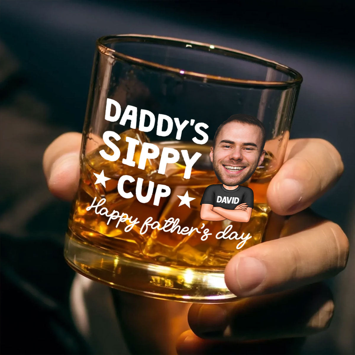 Daddy's Sippy Cup Happy Father's Day Personalized Whiskey Glass, Gift For Dad