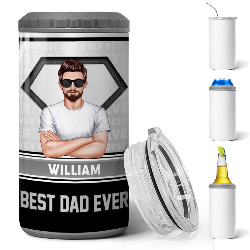 Best Dad Ever Tumbler Personalized 4 In 1 Can Cooler Christmas Gift For Dad