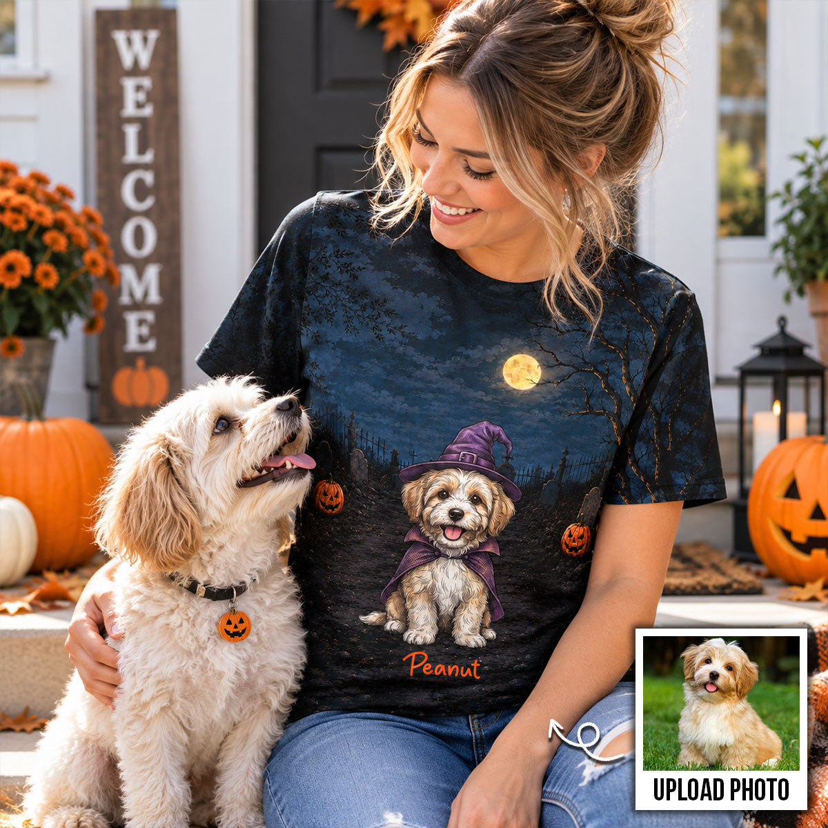 Halloween Dog Cat Custom Photo - Personalized Shirt - Funny Halloween Costume For Dog Cat Lovers