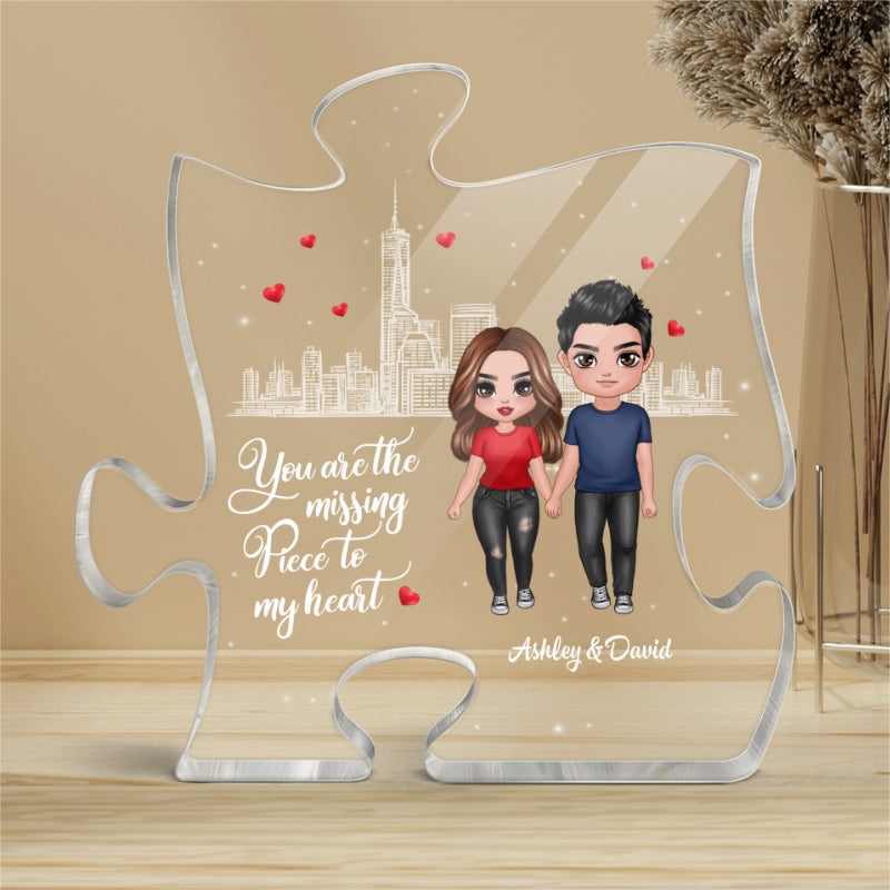 The Missing Piece To My Heart Standing Doll Couple Personalized Puzzle Acrylic Plaque
