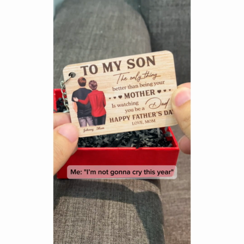 To My Son From Mom Personalized Wooden Keychain| Heartfelt Father's Day Gift For Son