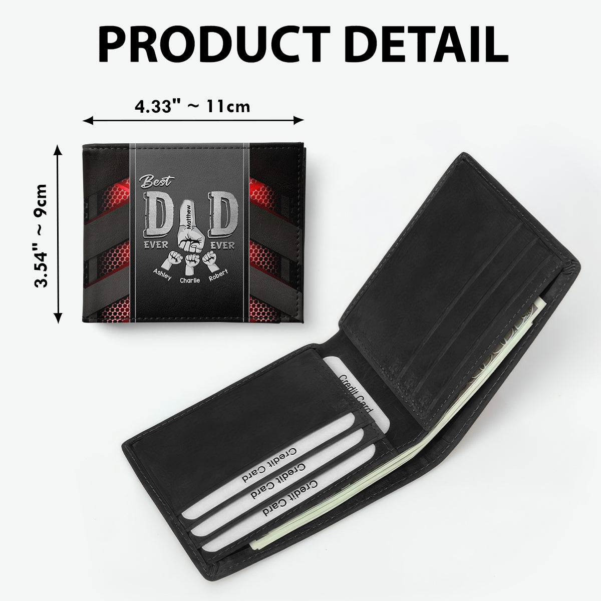 Best Dad Ever Fist Bump Personalized Men’s Wallet
