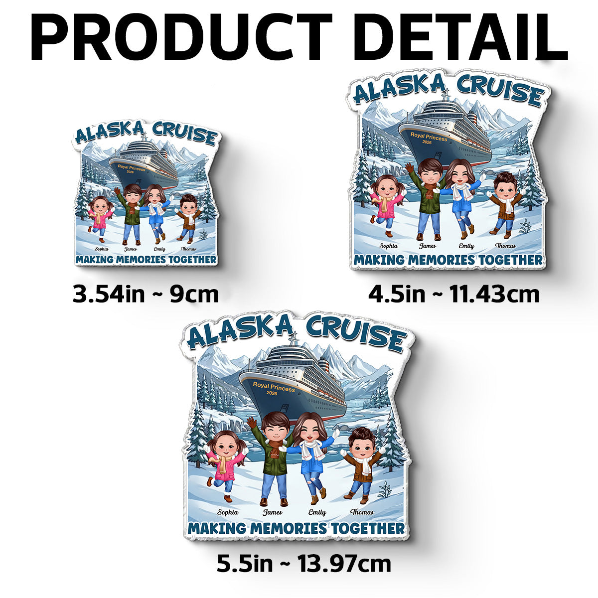 Alaska Cruise Happy Family - Personalized Cruise Cabin Door Magnet - Family Cruise Trip Keepsake