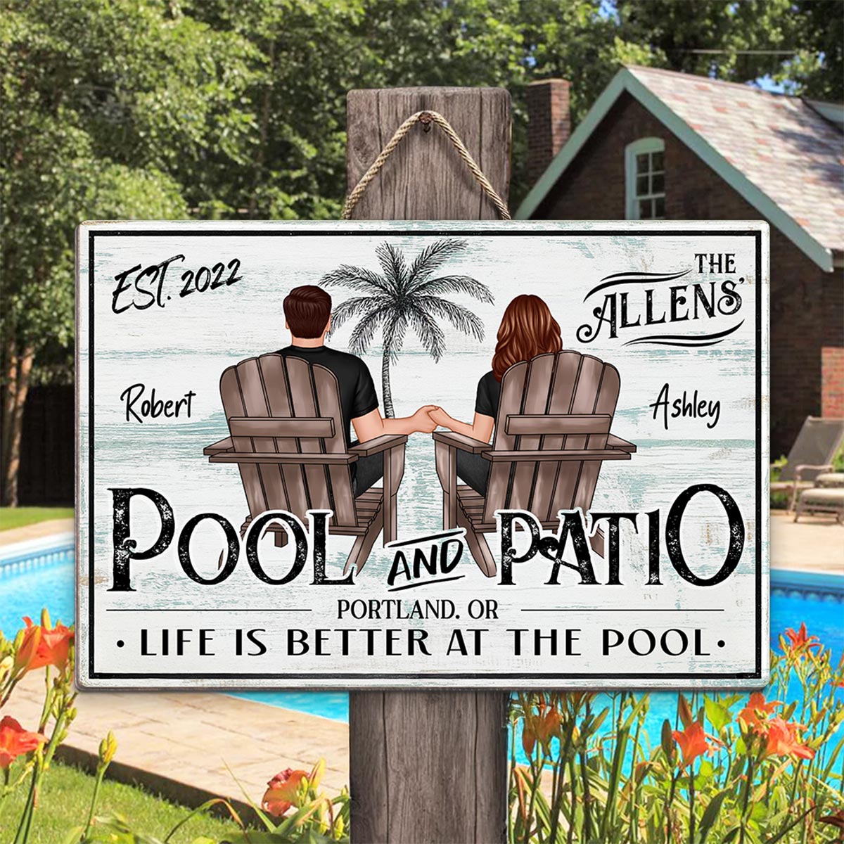 Life Is Better at the Pool Personalized Pool & Patio SignOutdoor Decor, Backyard Pool Decor, Farmhouse Sign