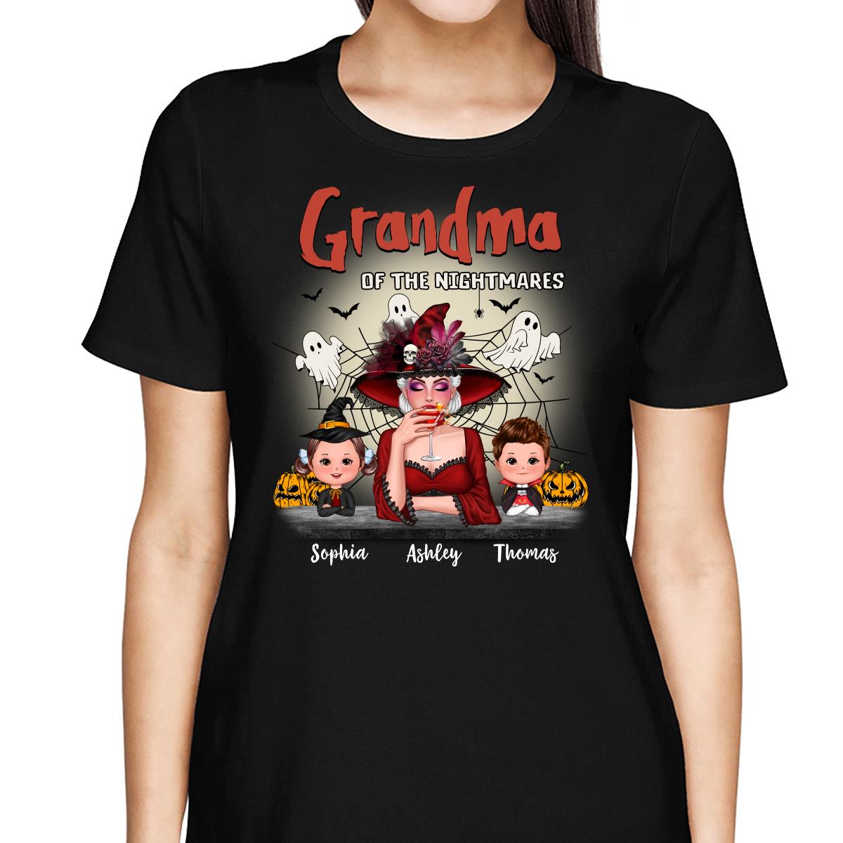 Grandma Mom Of Nightmare Woman And Kids Personalized Halloween Shirt