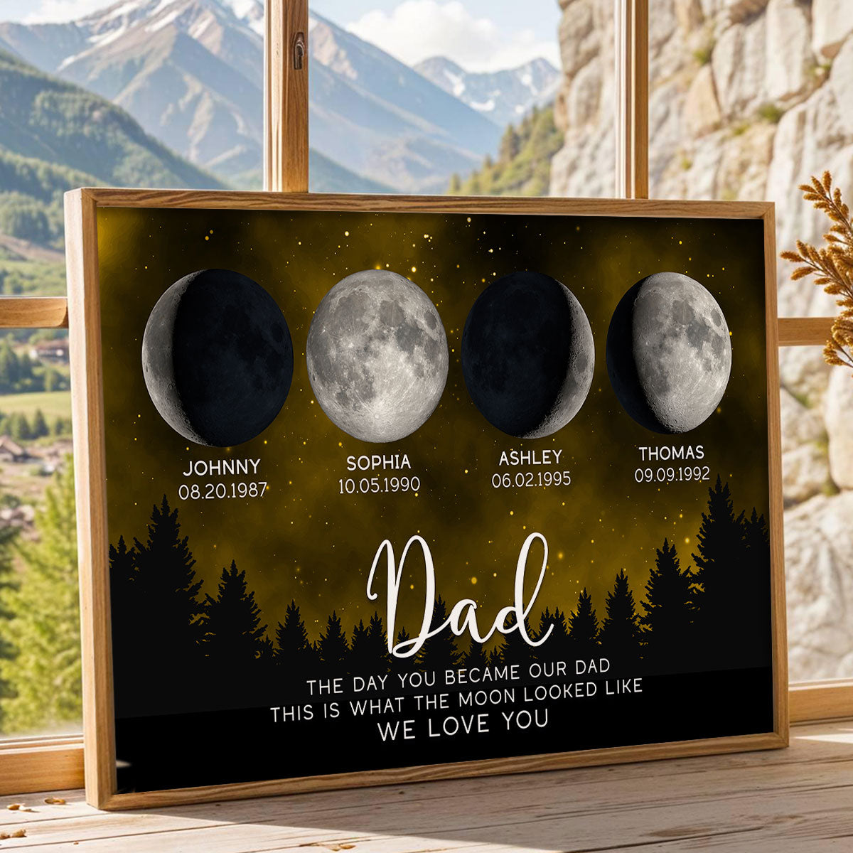 This Is What The Moon Looked Like The Day You Became Dad Grandpa Custom Birth Moon Phase - Personalized Poster