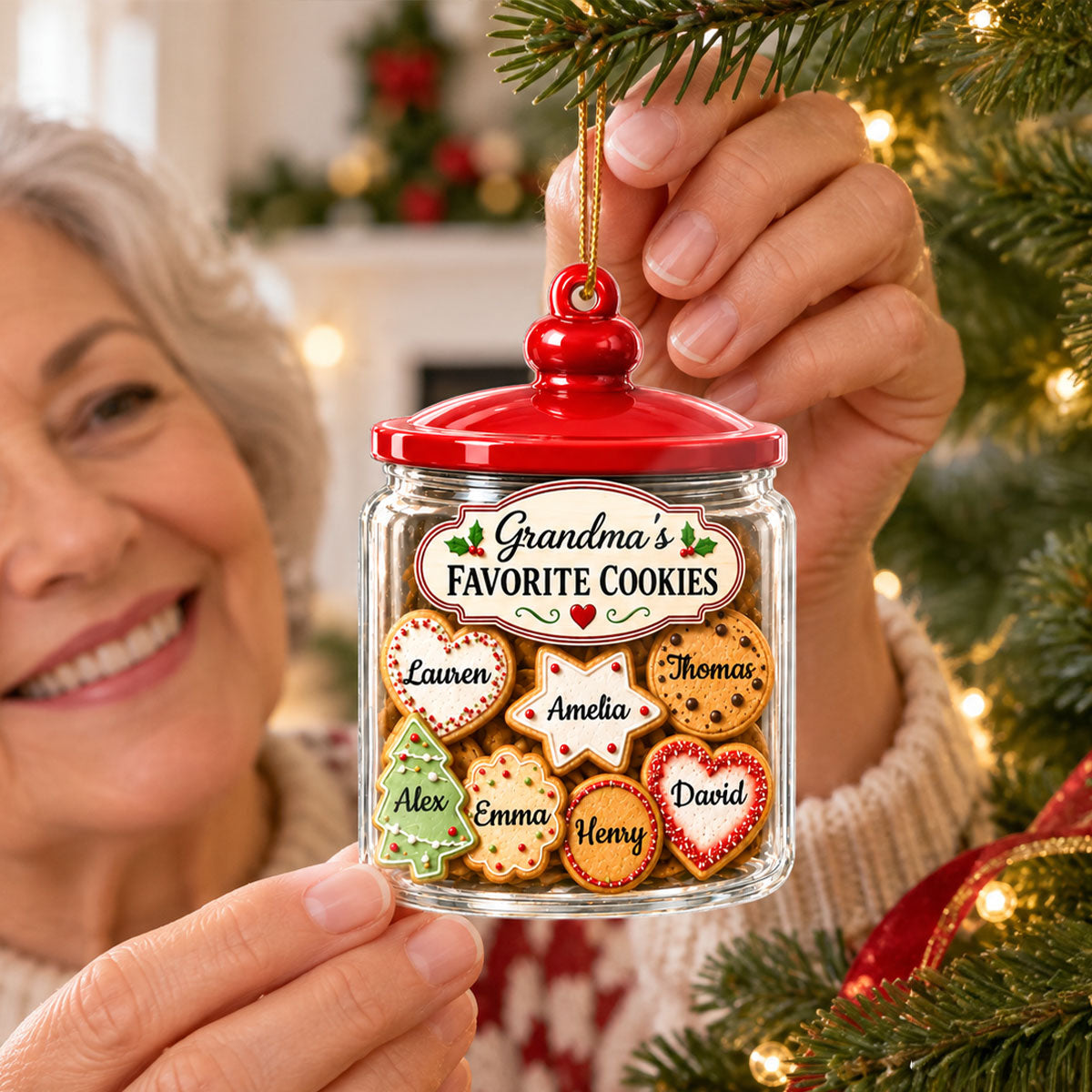 Grandma's Favorite Cookies - Personalized Acrylic Ornament - Christmas Gift Keepsake for Grandma