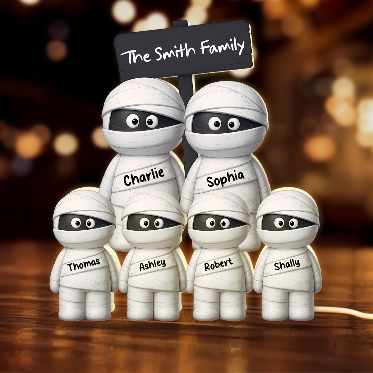Halloween Cute Funny Mummy Family Personalized LED Light Box, Halloween Home Decoration