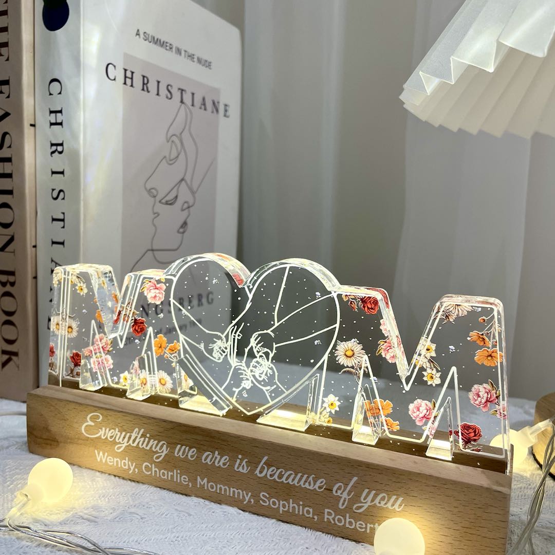 [EXCLUSIVE LIMITED EDITION] Mom Everything We Are Is Because Of You, Perfect Gift For Mom Personalized Acrylic Block LED Night Light