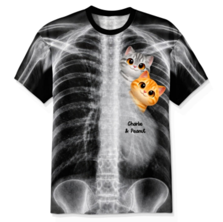 Cute Cats In My Heart Cat Lover X-ray - Personalized 3D Shirt - Purrfect Halloween Costume For Cat Lover