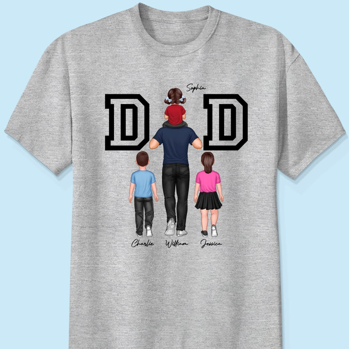 DAD Piggy Back Happy Father‘s Day Personalized Shirt