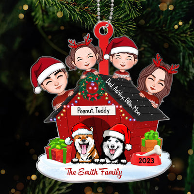 Family And Dogs Christmas - Personalized Ornament