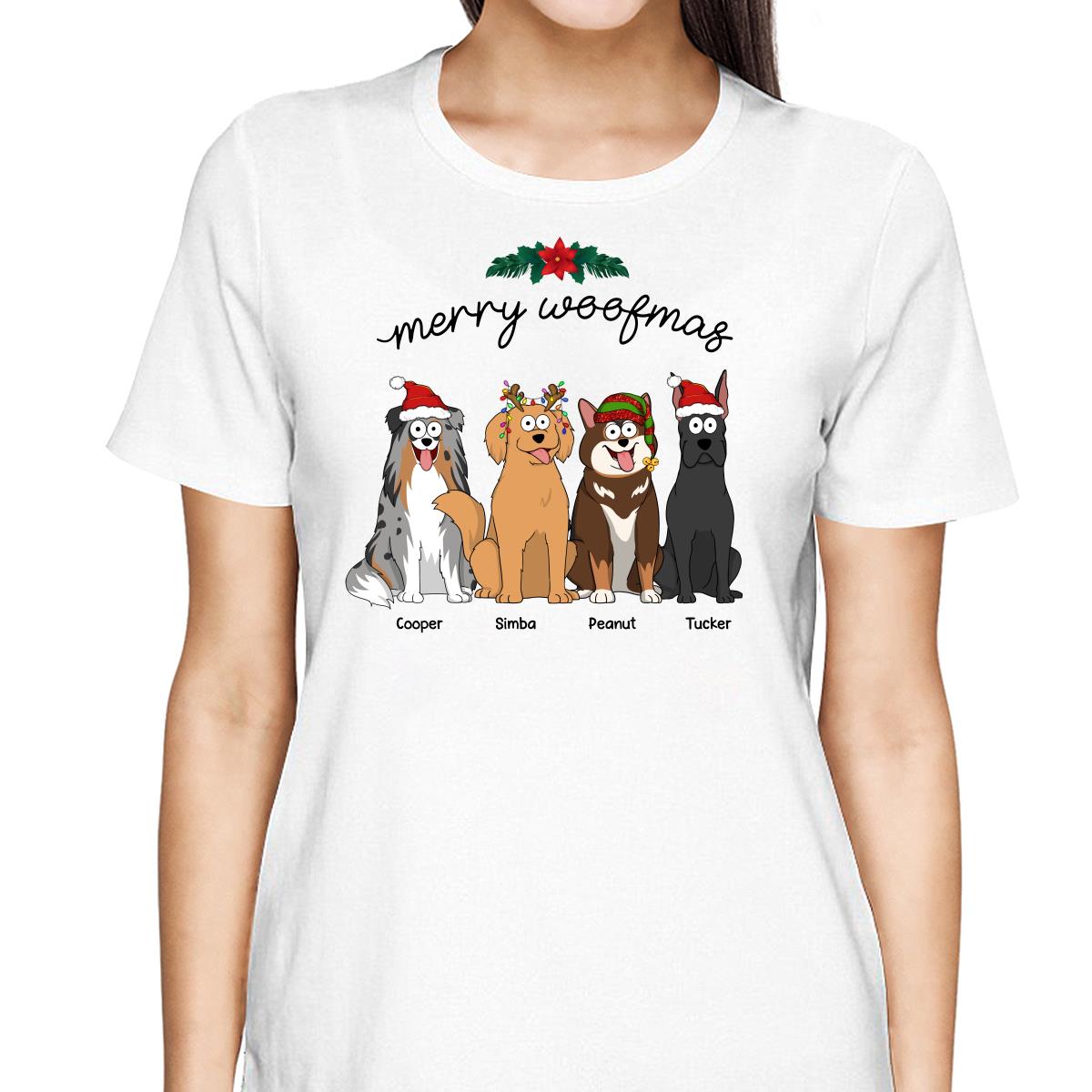 Happy Howlidays Merry Woofmas Cartoon Dogs Gift For Dog Lover Personalized Shirt
