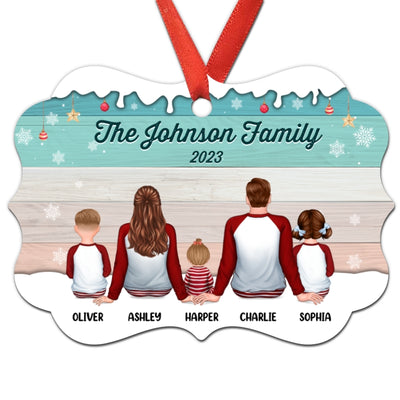 Colorful Palette Family Pajamas Sitting Personalized Christmas Ornament
