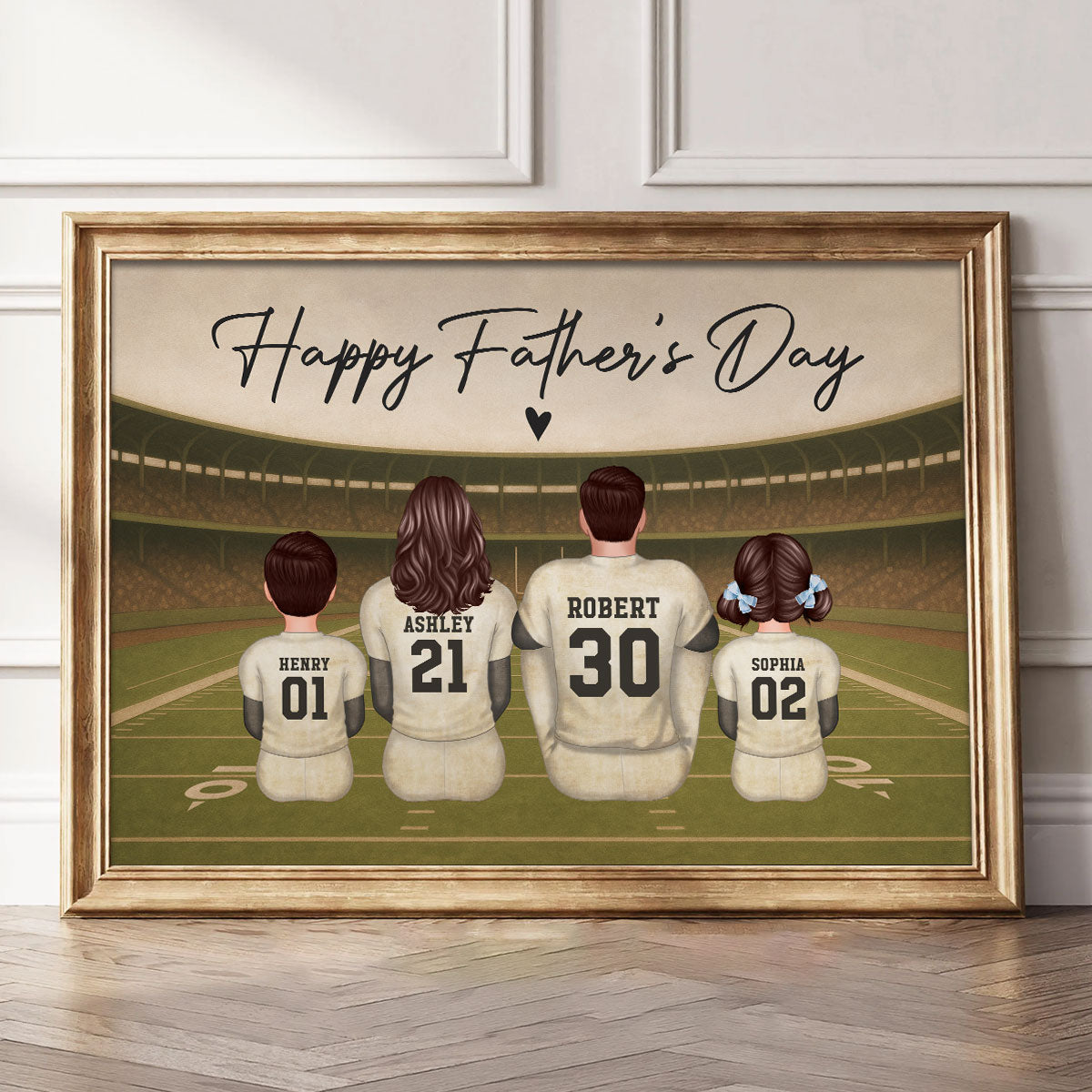 Retro Vintage American Football Daddy's Dream Team Personalized Poster| Unique Father's Day Gift For Dad