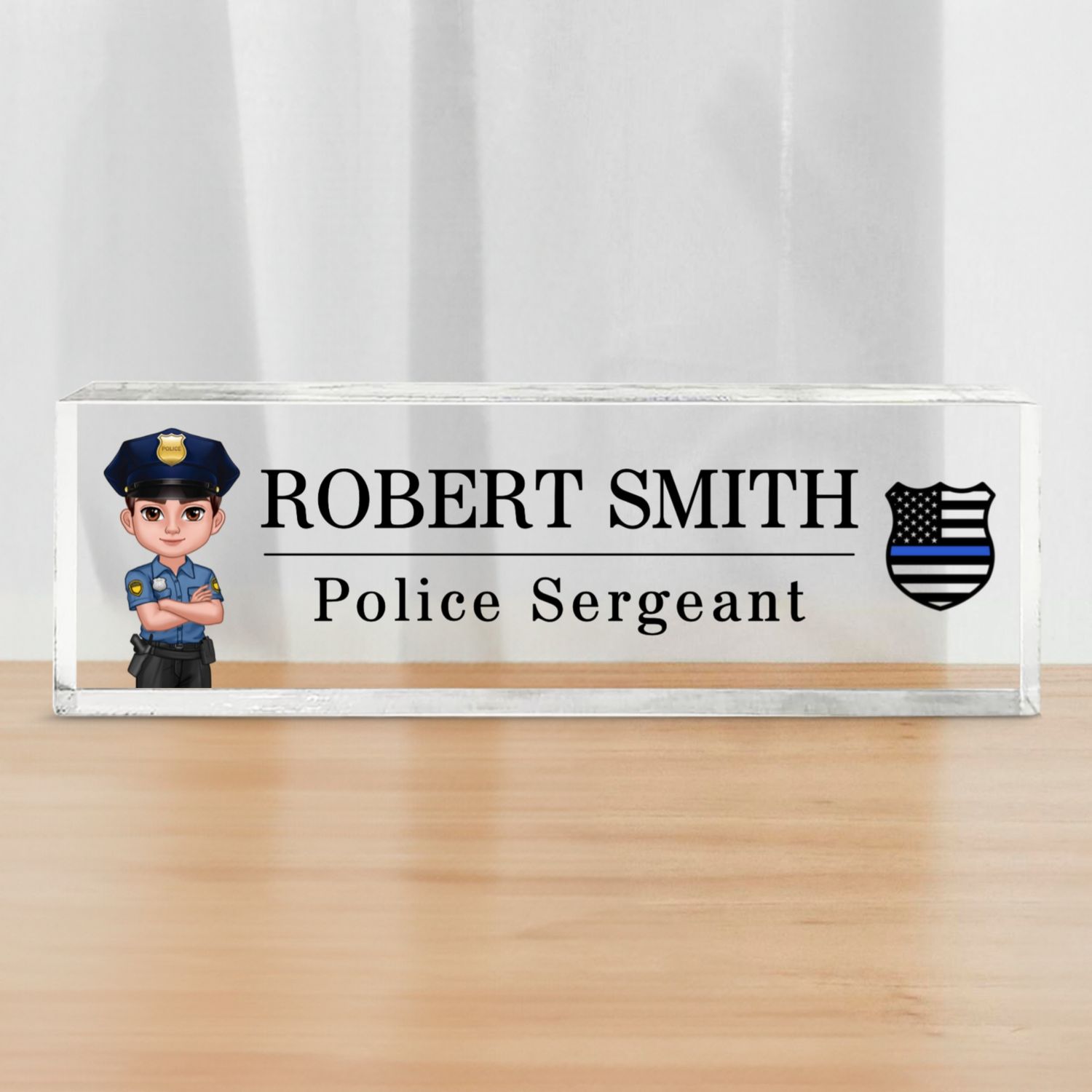 Personalized Acrylic Desk Name Plate, Office Decor, Appreciation Gift, Christmas Gift For Police Officers, Corrections Officers, Dispatchers, Firefighters, Nurse, EMS, Military Army Soldiers