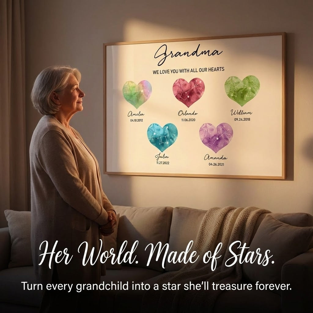 Birthstone Constellations Grandma Mom Personalized Poster, Valentine's Day Gift, Grandparents Day Gift, Gift for Her, Mom Gift, For Grandma