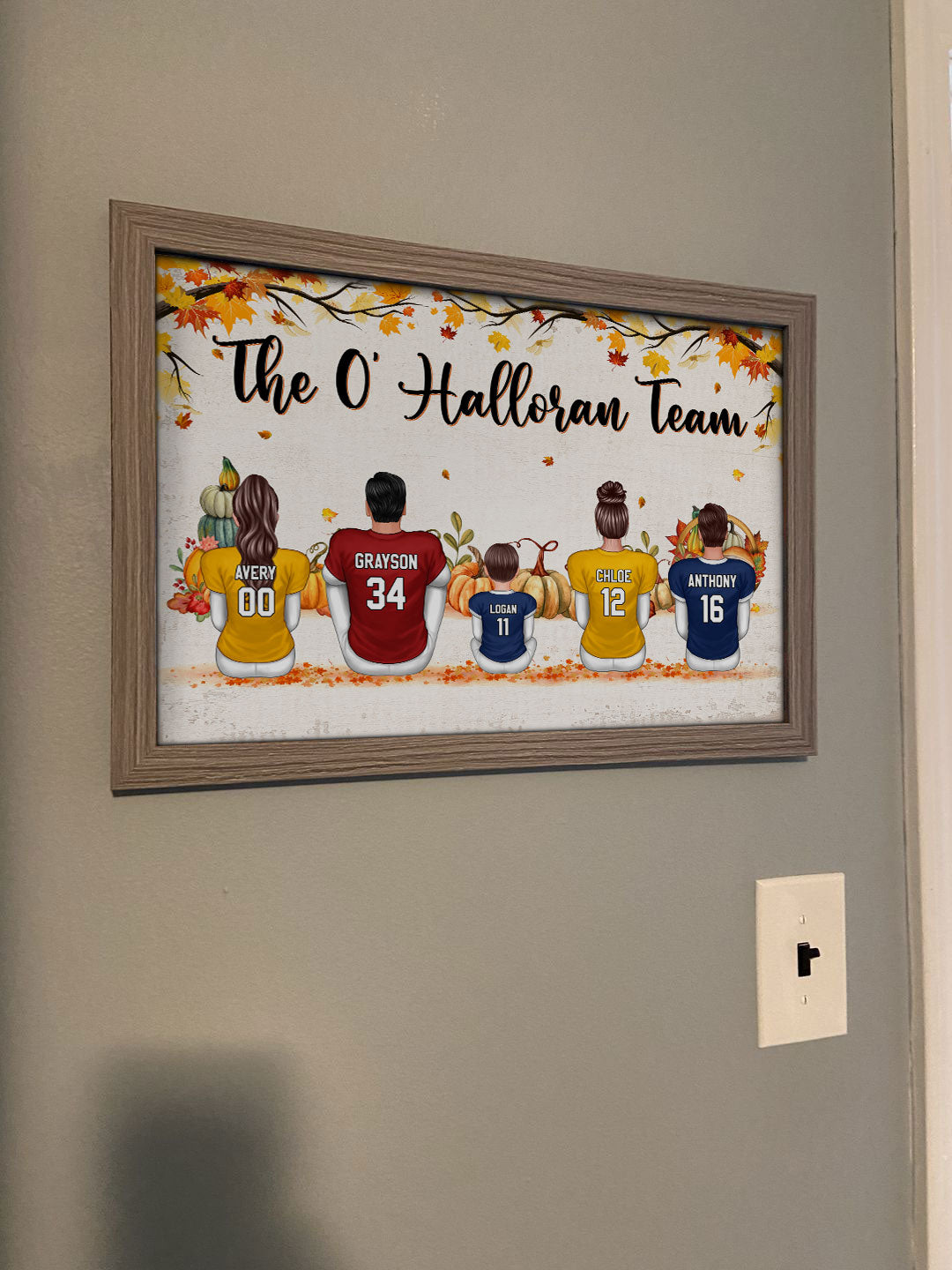 Fall Season Football Family Sitting Personalized Poster, Gift For Husband, Wife, Dad, Mom