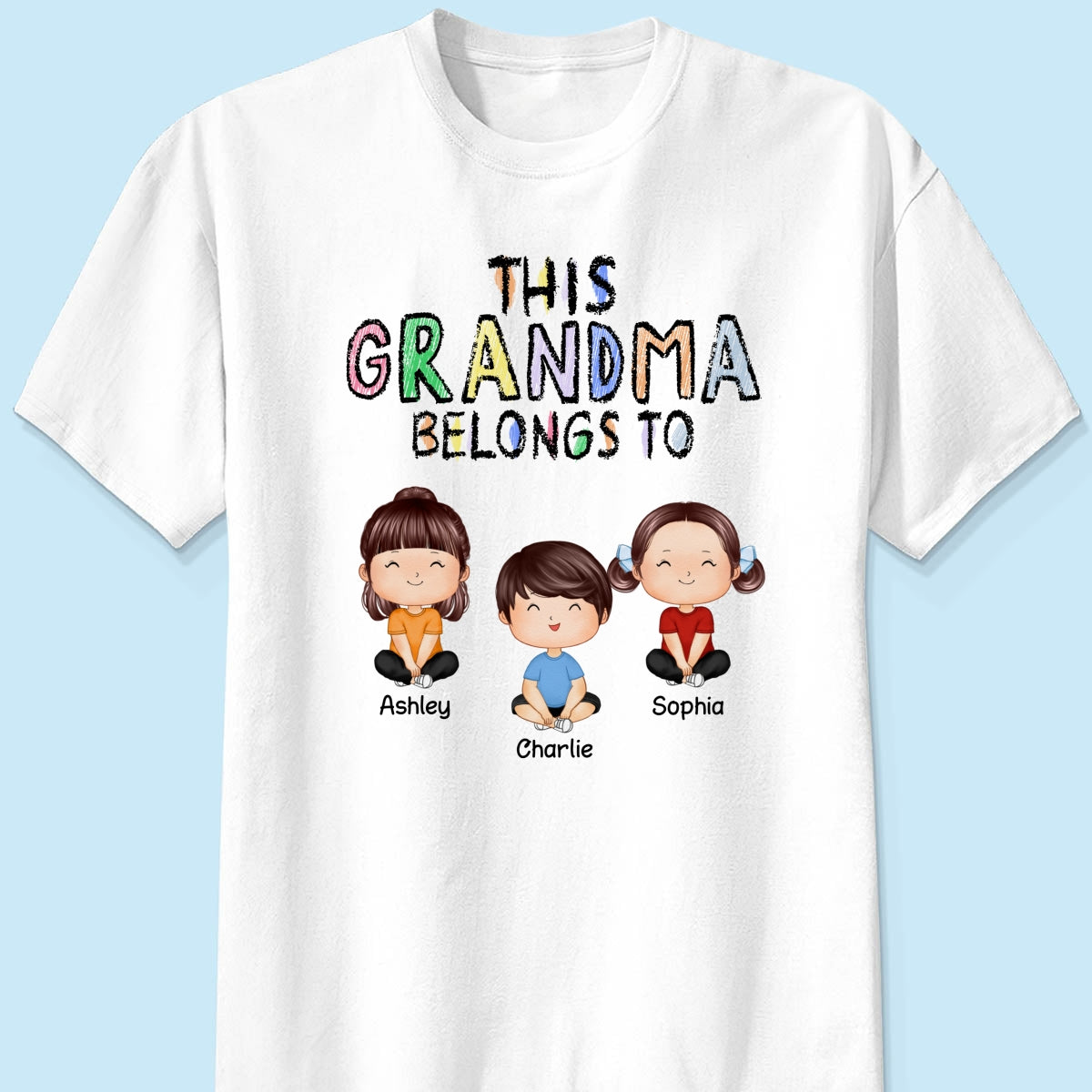 This Grandma Belongs To Grandkids Crayon Personalized Shirt