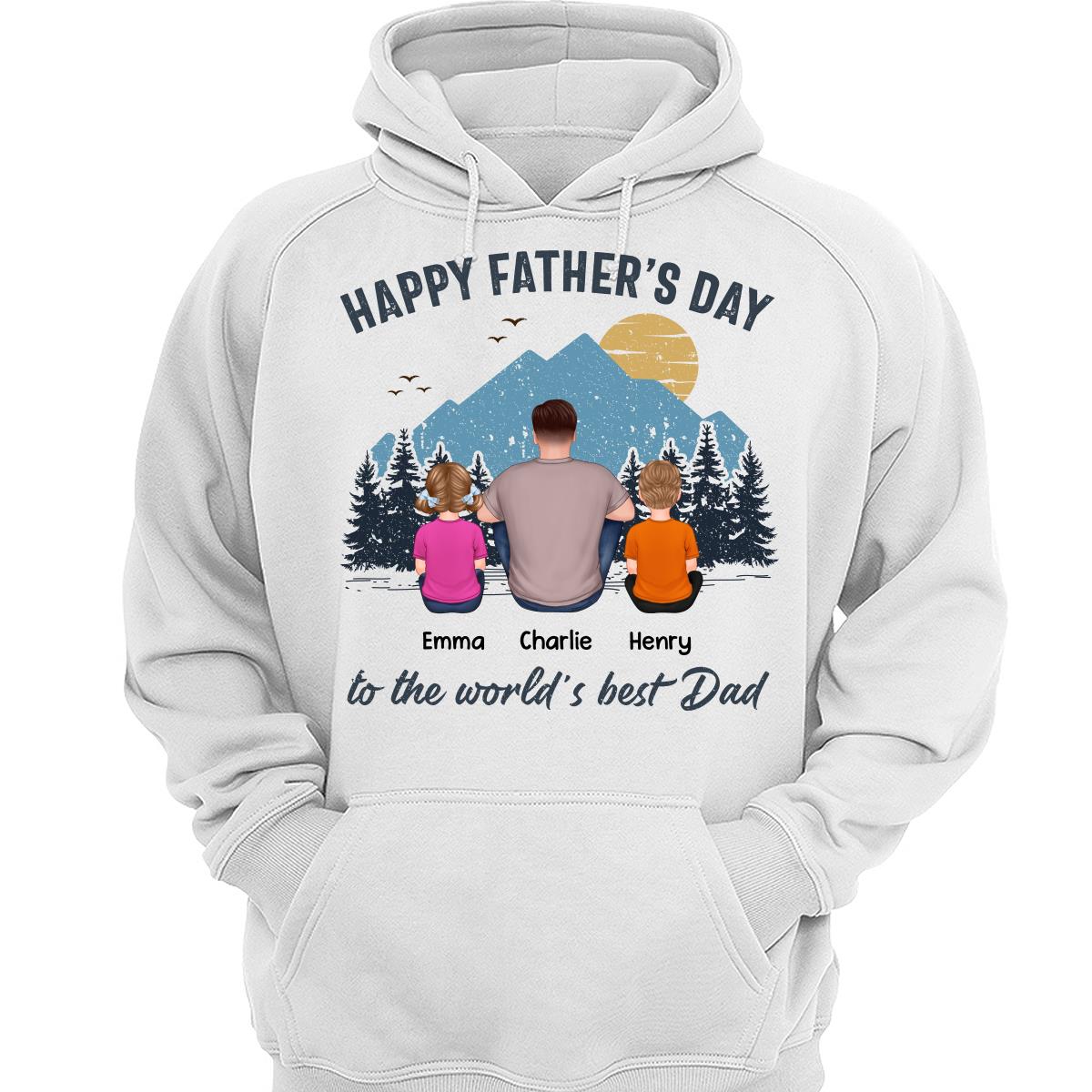 Best Dad Back View Retro Mountain Personalized Shirt