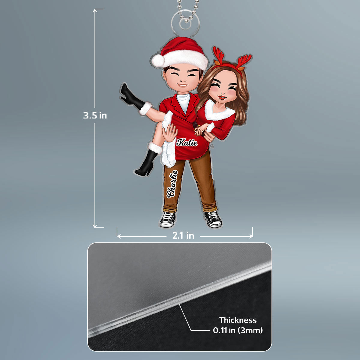 Doll Couple Man Holding Woman Christmas Gift For Him For Her Personalized Acrylic Ornament