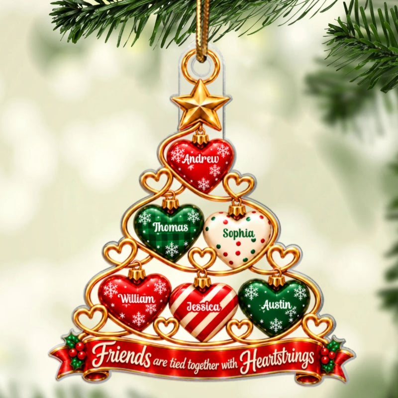 Friends Heartstrings 2D Flat - Personalized Acrylic Ornament - Christmas Gift For Best Friends, Besties