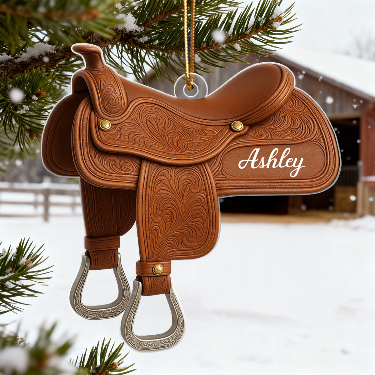 Horse Saddle - Personalized Acrylic Ornament - Christmas Gift for Horse Lovers