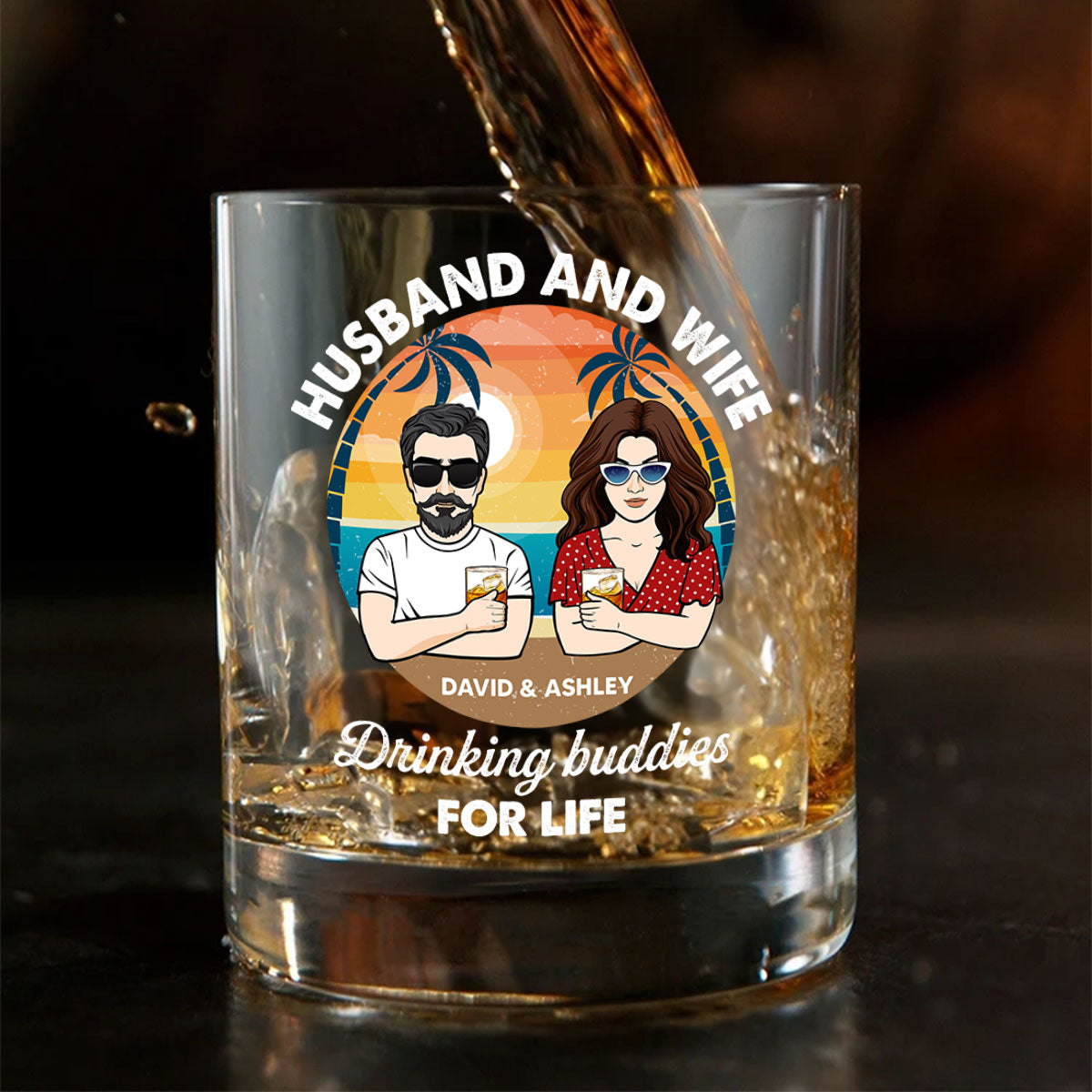 Husband And Wife Drinking Buddies for Life Personalized Wine Glass, Gift for him, Gift for her
