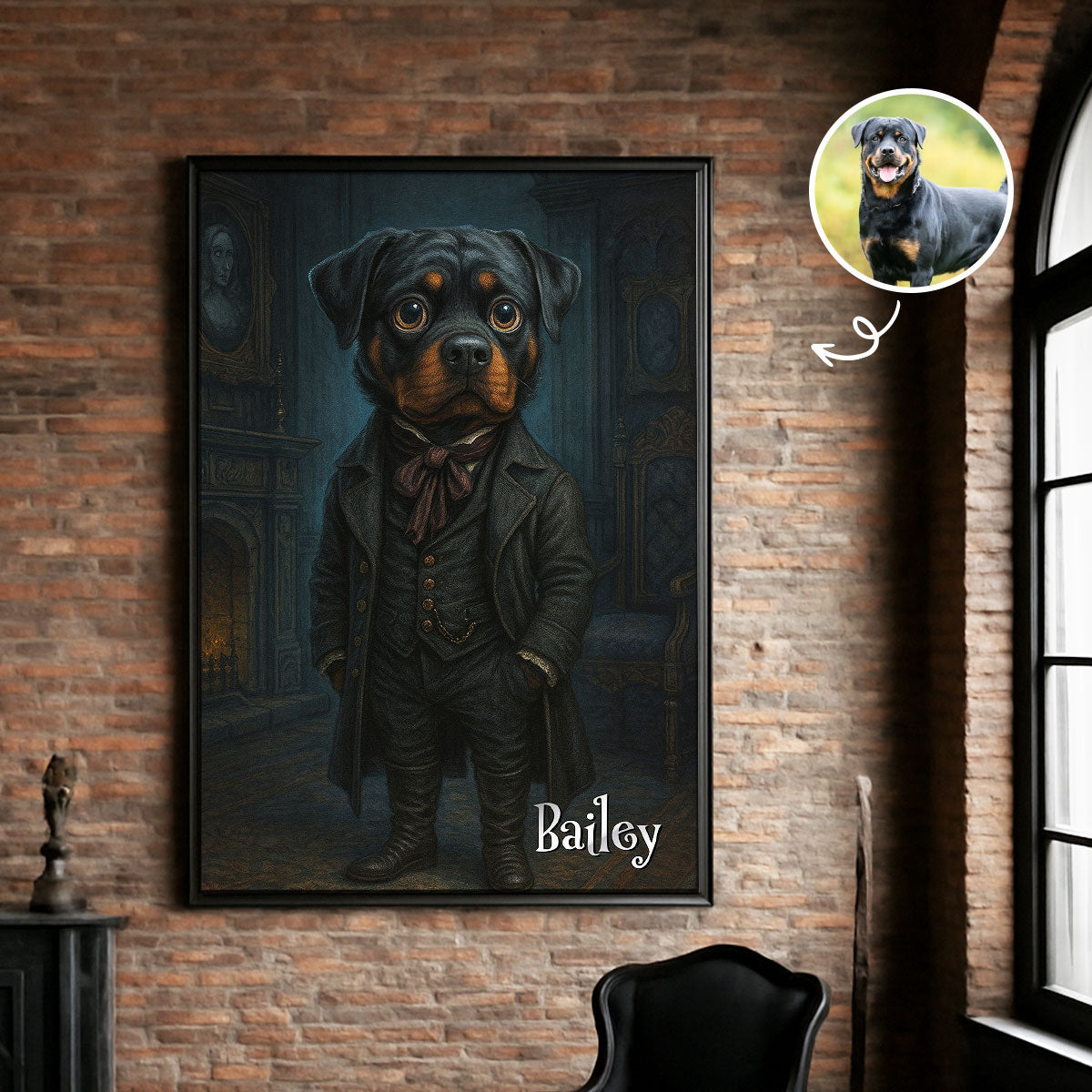 Custom Gothic Pet Portrait from Photo Personalized Poster, Halloween Decor, Gift for Pet Lovers