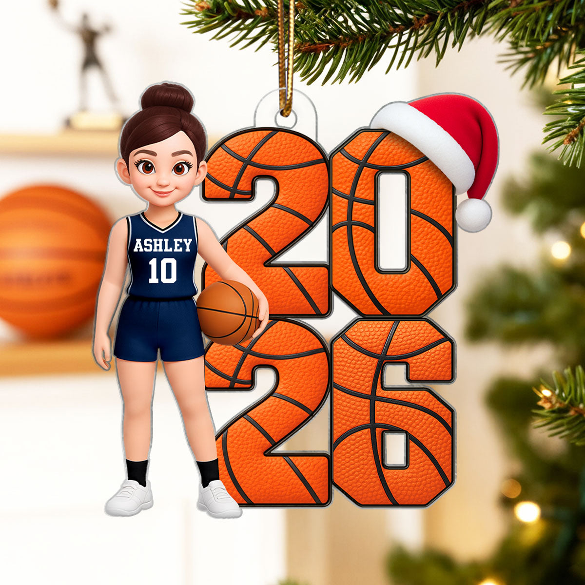 Basketball Player - Personalized Acrylic Ornament - Christmas Gift, Keepsake For Basketball Players, Son, Daughter, Grandson, Granddaughter