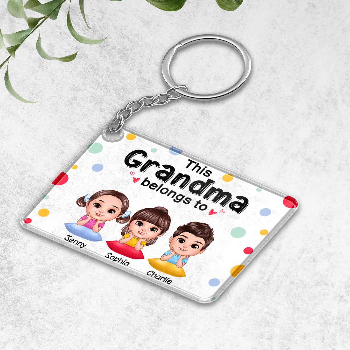 This Grandma Mom Belongs To Cute Doll Kids Personalized Acrylic Keychain