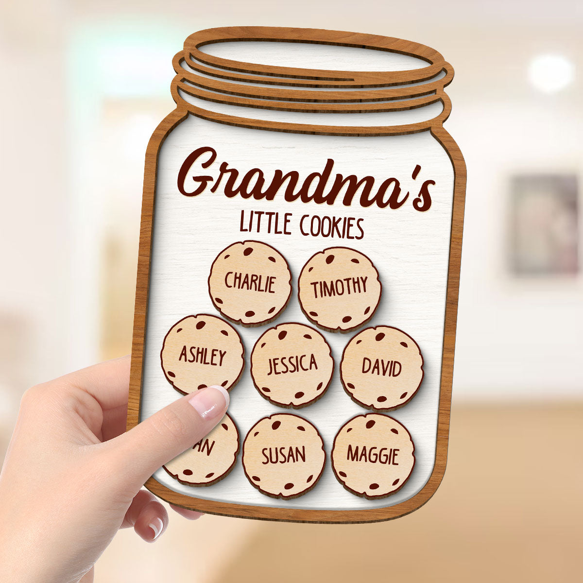 Grandma Mom Cookies Jar Gift Personalized 2-layer Wooden Plaque