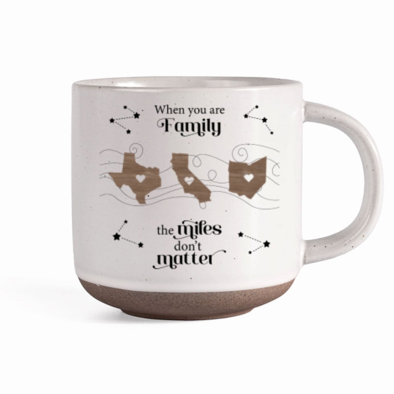 Long Distance Family Friends Siblings Sisters Besties Personalized Pottery Mug, Togetherness Christmas Gift