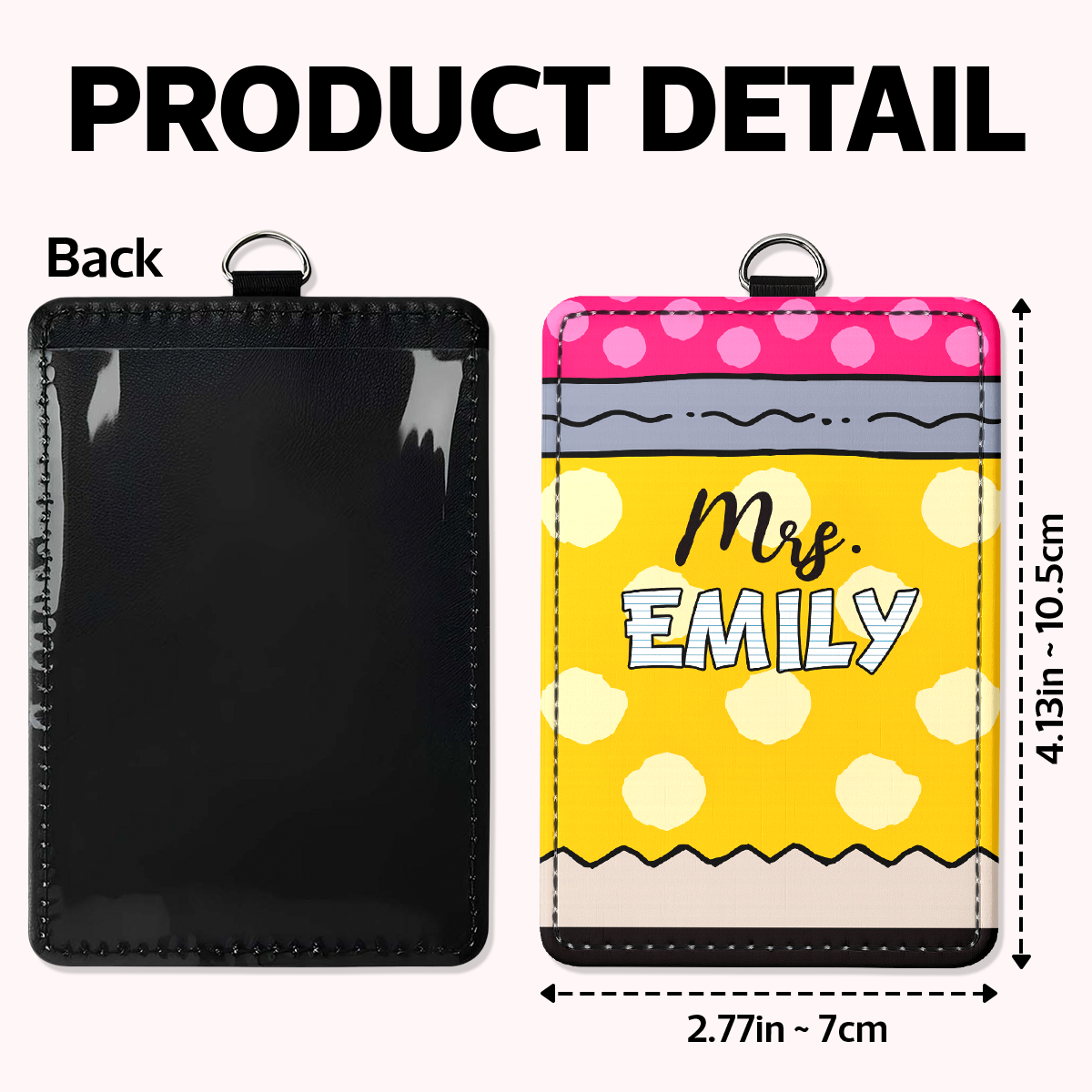 Teacher Custom Name Personalized ID Badge Holder, Back To School Gift