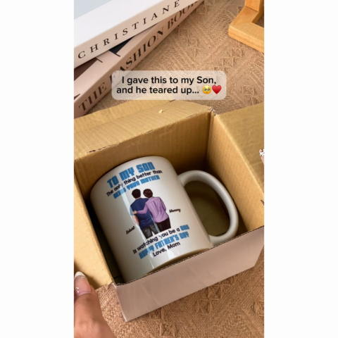 To My Son From Mom Dad Blue Tone Personalized Mug| Heartfelt Father's Day Gift For Son