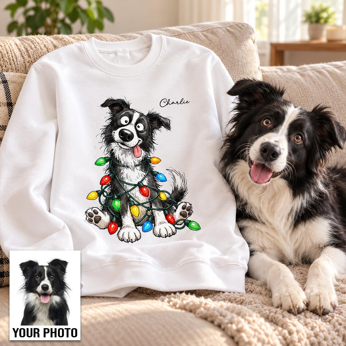 Custom Pet Portrait Quirky Silly Dog - Personalized Shirt - Funny Christmas Gift For Dog Lover