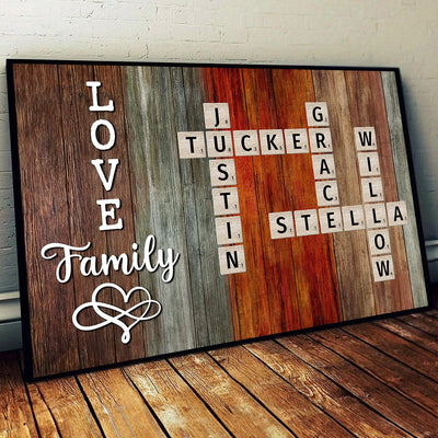 Family Love Colorful Palette Crossword Puzzle Wall Art Home Decor - Personalized Poster