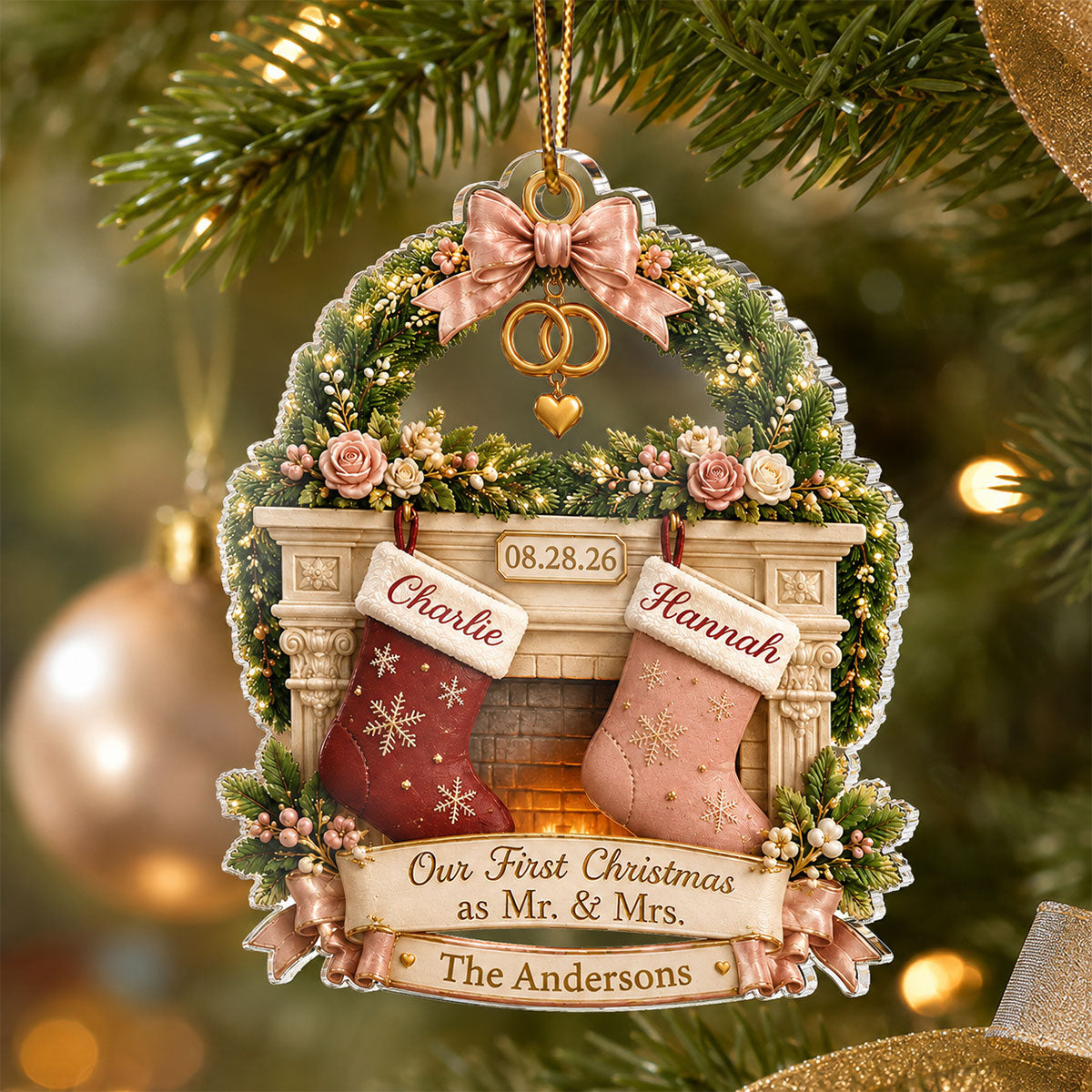 Our First Christmas As Mr And Mrs - Personalized Acrylic Ornament - Christmas Gift For Couple