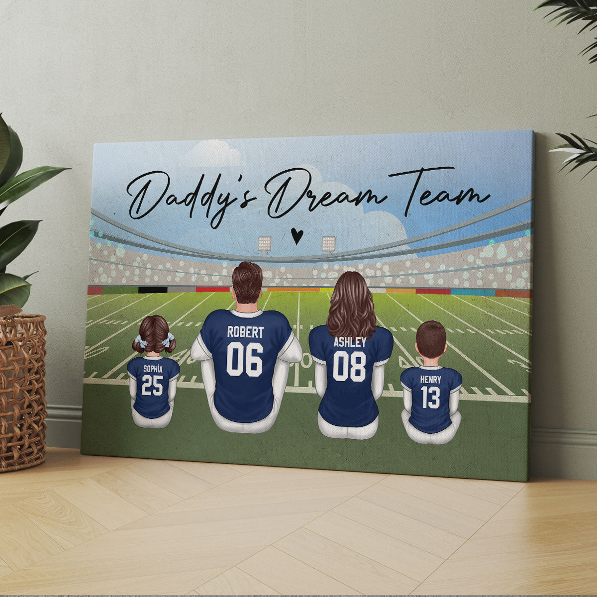 American Football Dad Team Family Personalized Canvas