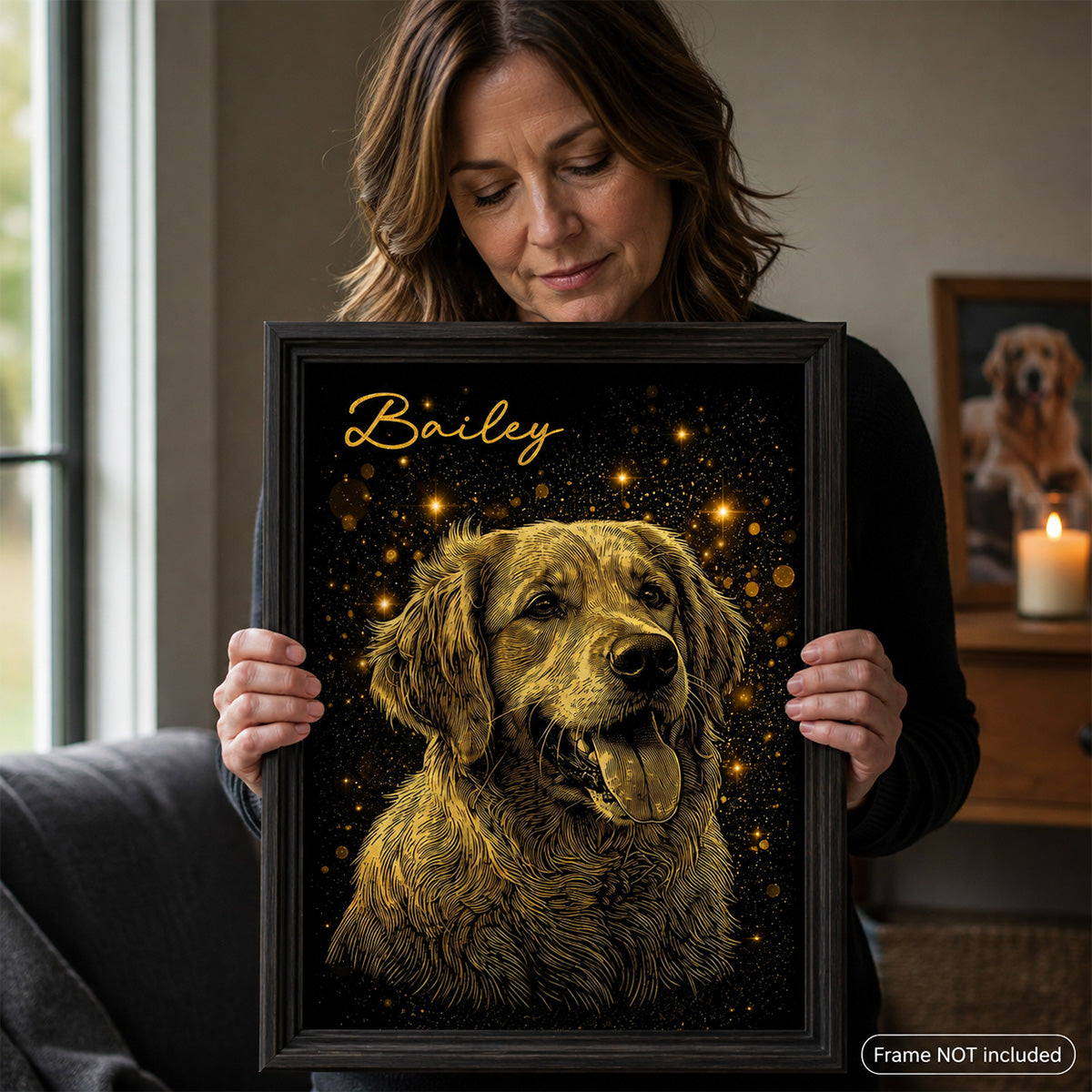 Golden Pet Memorial - Personalized Poster - Pet Loss Tribute Thoughtful Memorial from Photo