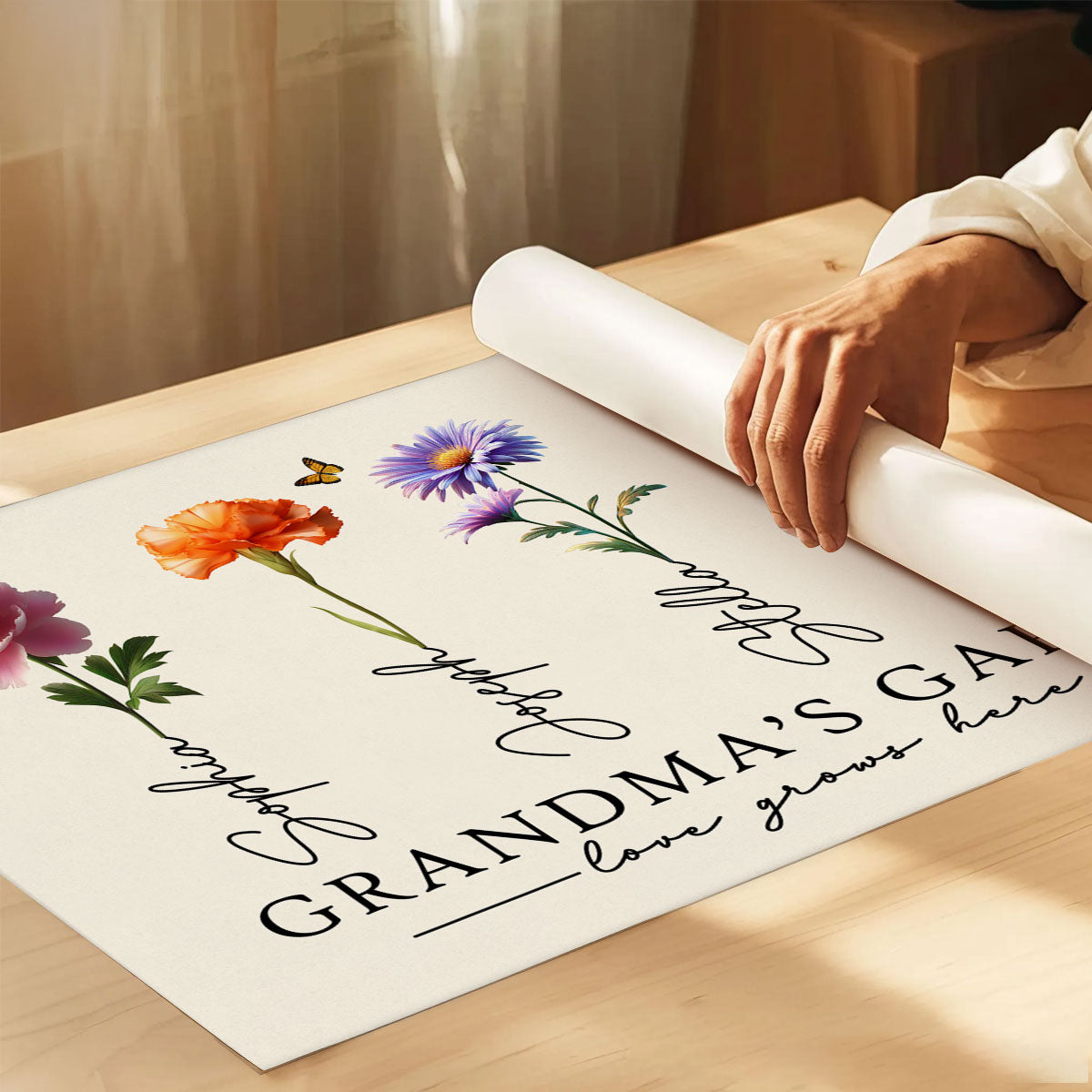 Grandma's Garden 3D Effect Birth Month Flowers Personalized Poster, Birthday Gift For Grandma, Gift or Just Because