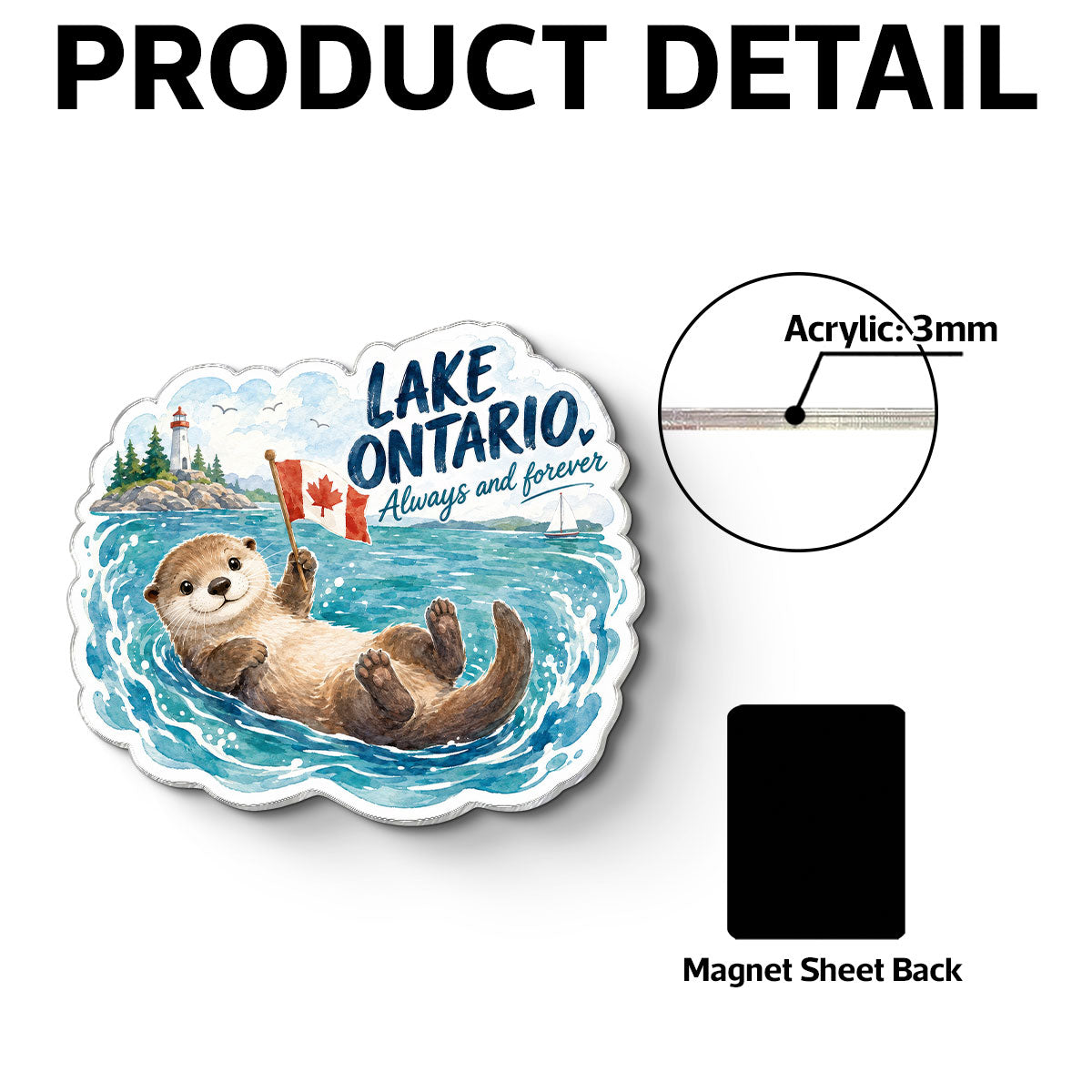 Lake Ontario Always & Forever Acrylic Fridge Magnet - Canada Pride Keepsake