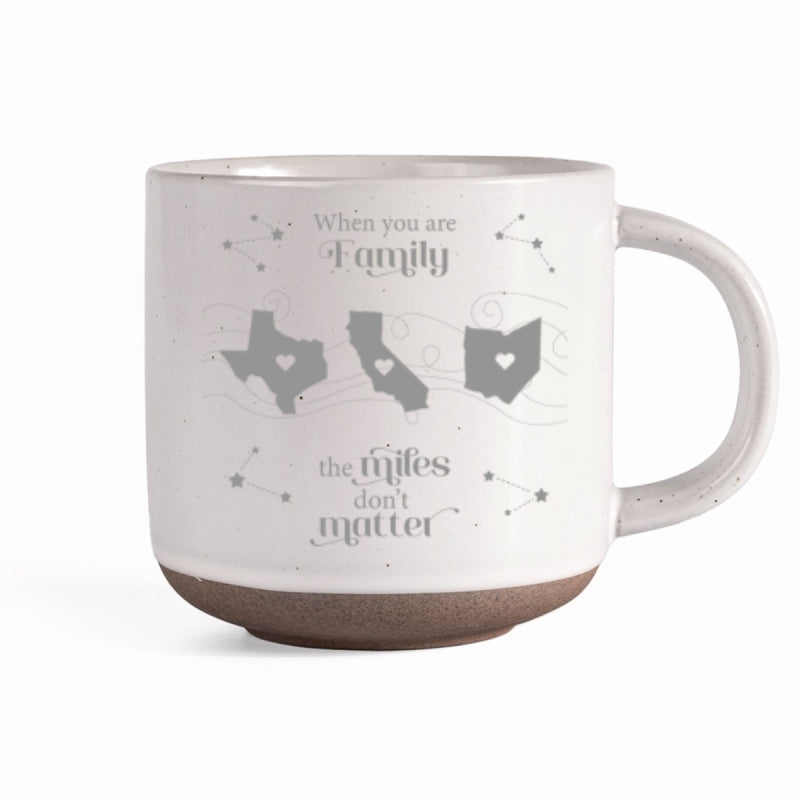 Long Distance Family Friends Siblings Sisters Besties Personalized Engraved Pottery Mug, Togetherness Christmas Gift