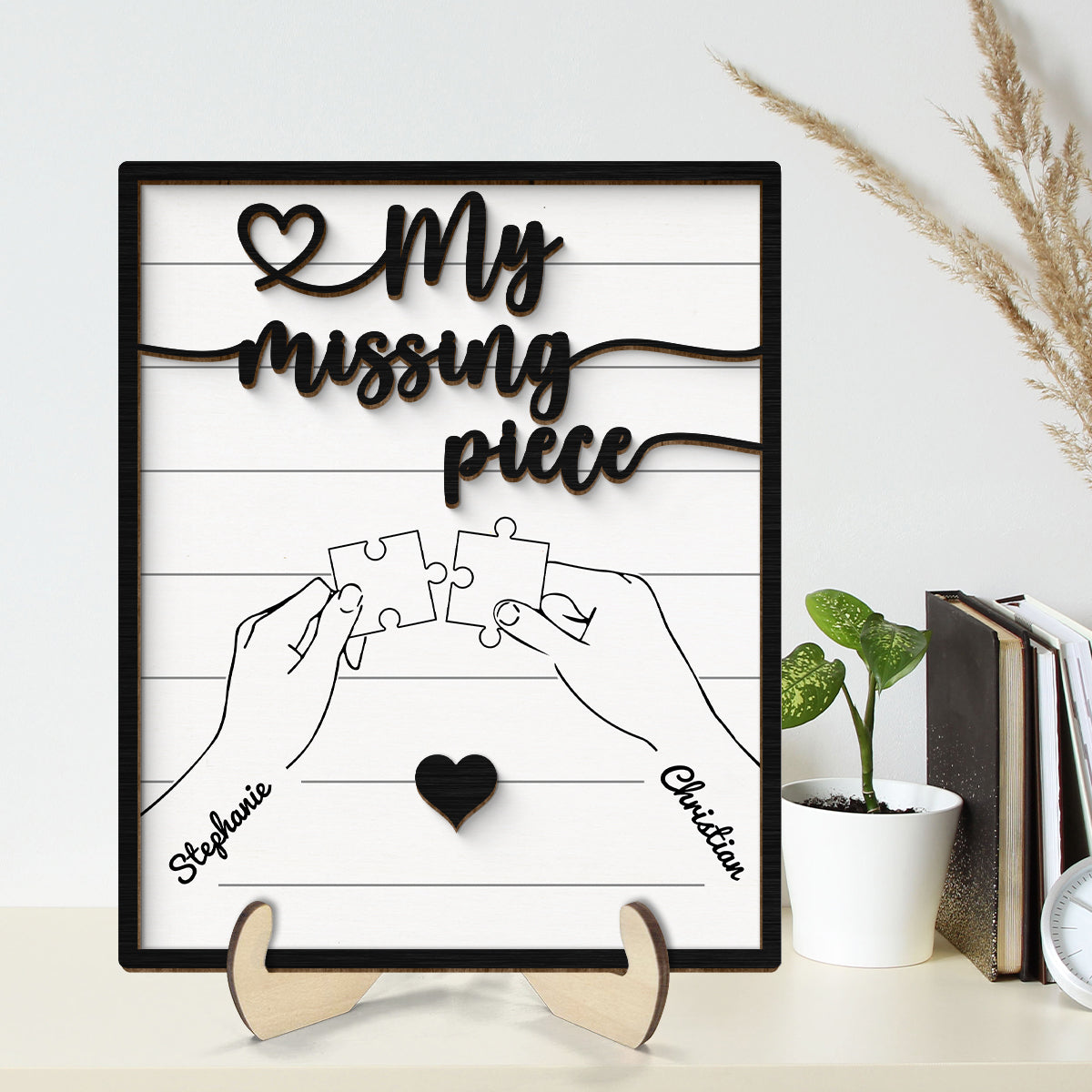 Couple Hands Holding Puzzle Personalized 2-Layer Wooden Plaque,  Gift For Him, Gift For Her