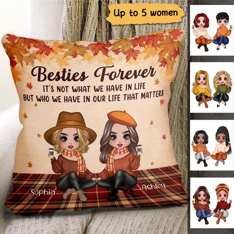Fall Season Doll Best Friends Forever Personalized Pillow (Insert Included)