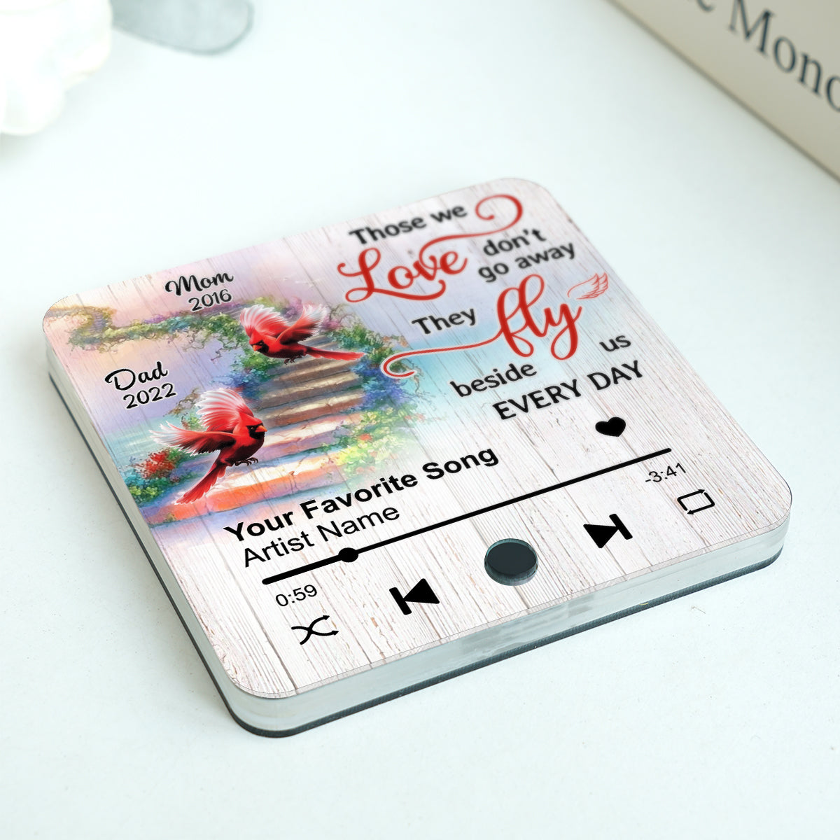 Cardinal Heaven Stairway Personalized Music Fridge Magnet, Memorial Keepsake, Remembrance Gift