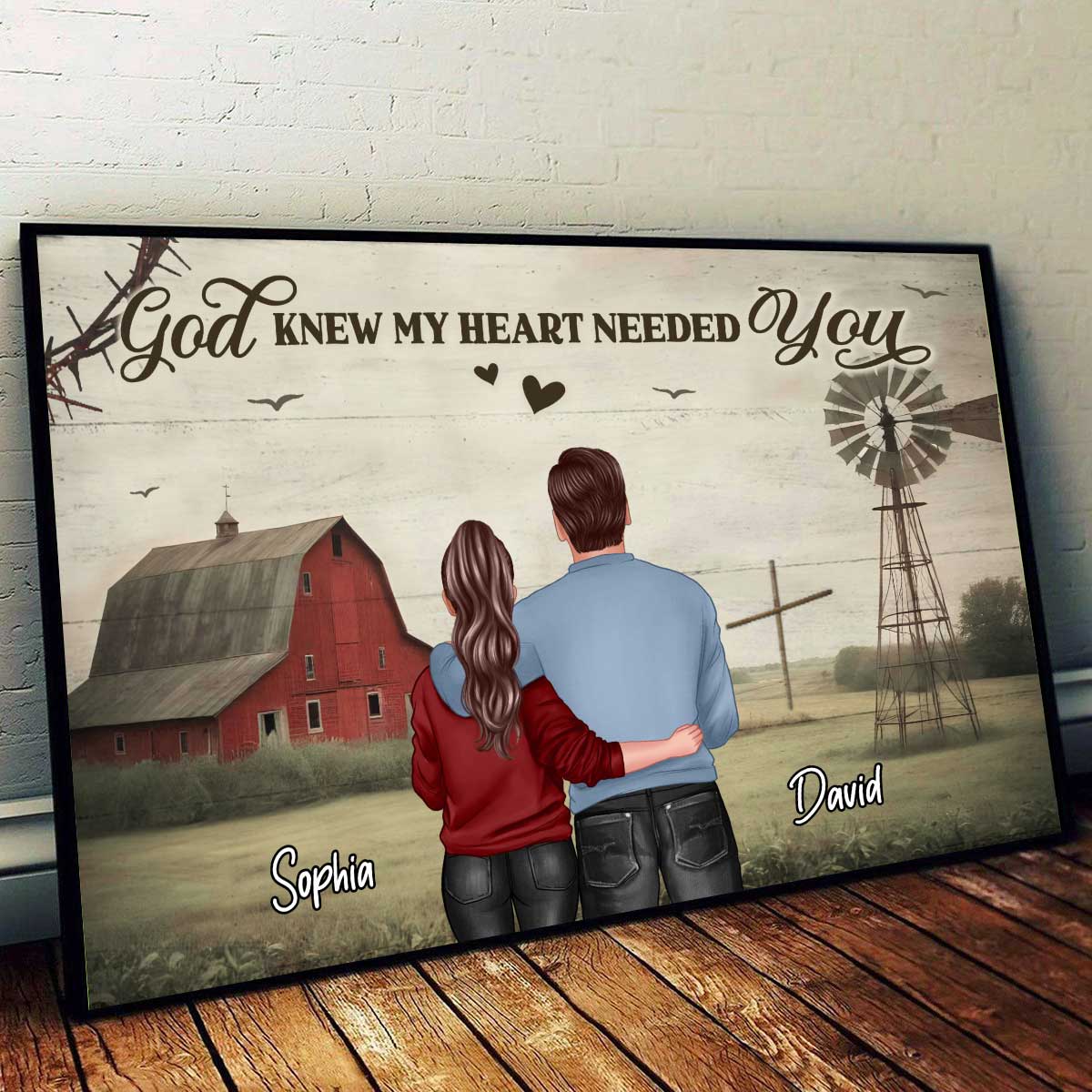 God Knew My Heart Needed You Couple Back View Personalized Poster